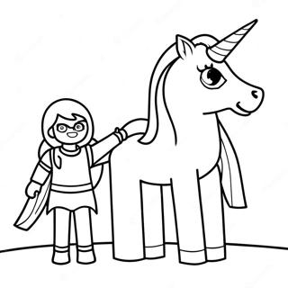 Adventurous Roblox Girl With Unicorn Coloring Page 14602-11964