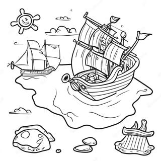 Pirate Treasure Map Coloring Page 14622-11984