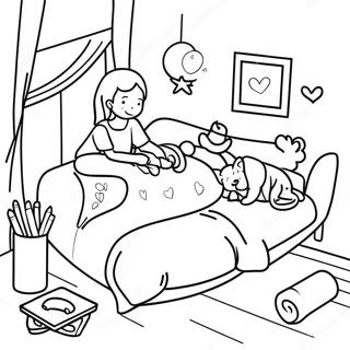 Cozy Sleepover Scene Coloring Page 14632-11988