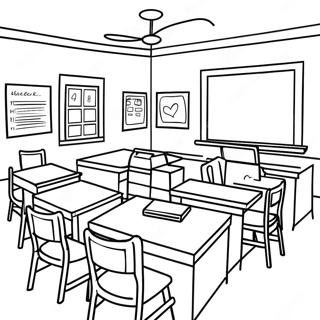 K 12 Classroom Scene Coloring Page 14682-12028