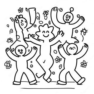 Keith Haring Dancing Figures Coloring Page 14692-12037