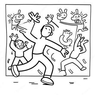 Keith Haring Dancing Figures Coloring Page 14692-12038