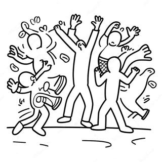 Keith Haring Dancing Figures Coloring Page 14692-12039