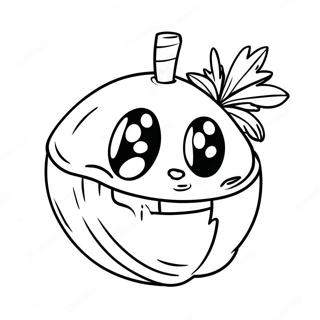 Cute Coconut With Face Coloring Page 14722-12062