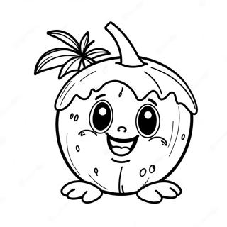 Cute Coconut With Face Coloring Page 14722-12064