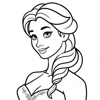 Elegant Elsa With Flowing Hair Coloring Page 14732-12069