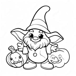 Cute Halloween Gnome With Pumpkin Coloring Page 14772-12105