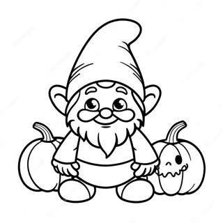 Cute Halloween Gnome With Pumpkin Coloring Page 14772-12106