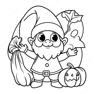 Cute Halloween Gnome With Pumpkin Coloring Page 14772-12108