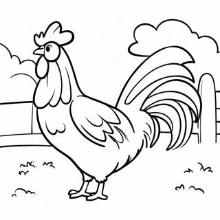 Colorful Rooster In A Farmyard Coloring Page 14812-12133