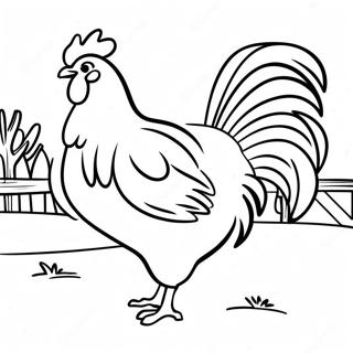 Colorful Rooster In A Farmyard Coloring Page 14812-12134