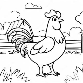 Colorful Rooster In A Farmyard Coloring Page 14812-12136