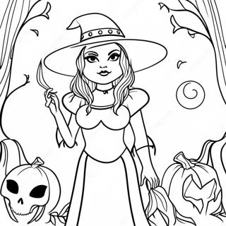 Mystical Gothic Witch Coloring Page 14852-12163