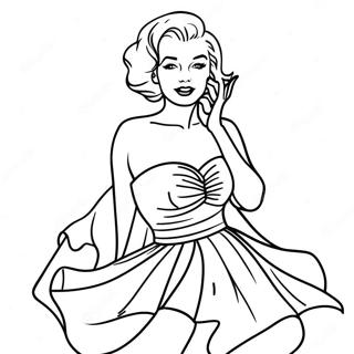 Marilyn Monroe Glamorous Dress Coloring Page 14882-12190