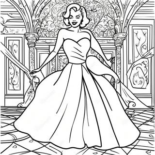 Marilyn Monroe Glamorous Dress Coloring Page 14882-12191