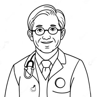 Friendly Doctor With Stethoscope Coloring Page 14912-12221