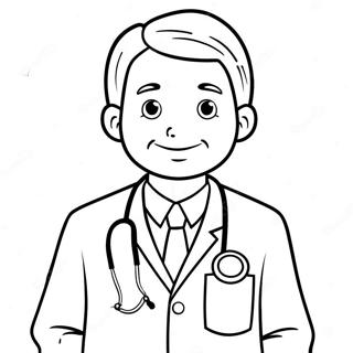 Friendly Doctor With Stethoscope Coloring Page 14912-12223