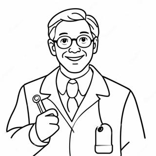 Friendly Doctor With Stethoscope Coloring Page 14912-12224