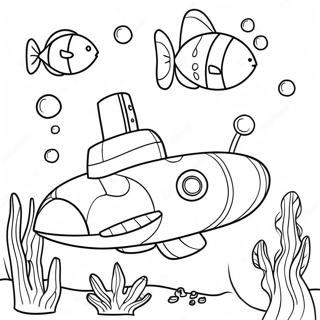 Colorful Submarine Underwater Scene Coloring Page 14922-12217