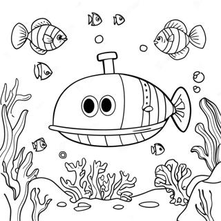 Colorful Submarine Underwater Scene Coloring Page 14922-12218