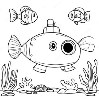 Colorful Submarine Underwater Scene Coloring Page 14922-12220