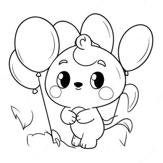 Cute Huggy Wuggy With Balloons Coloring Page 1492-1307