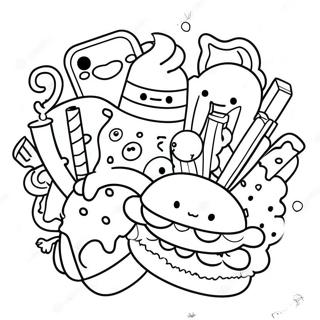 Kawaii Junk Food Characters Coloring Page 1501-1310