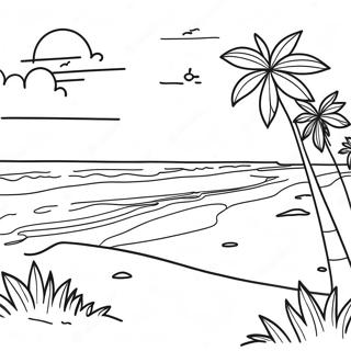 California Beach Sunset Coloring Page 15131-12392