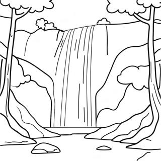 Majestic Waterfall In A Forest Coloring Page 15142-12397