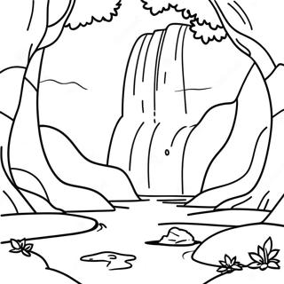 Majestic Waterfall In A Forest Coloring Page 15142-12398