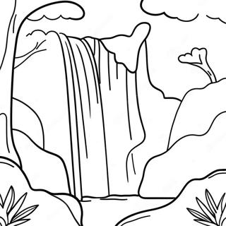 Majestic Waterfall In A Forest Coloring Page 15142-12399