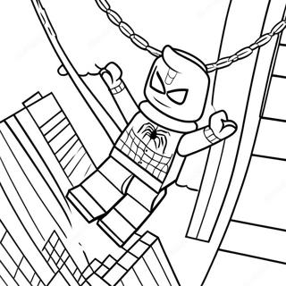 Lego Spiderman Swinging Through City Coloring Page 15202-12442