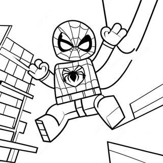 Lego Spiderman Swinging Through City Coloring Page 15202-12444