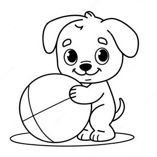 Realistic Cute Puppy Playing With A Ball Coloring Page 15211-12450