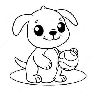 Realistic Cute Puppy Playing With A Ball Coloring Page 15211-12451