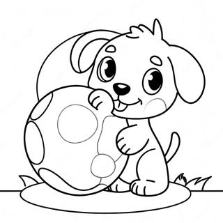 Realistic Cute Puppy Playing With A Ball Coloring Page 15211-12452