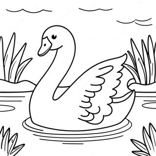 Elegant Swan Swimming In A Pond Coloring Page 15222-12462