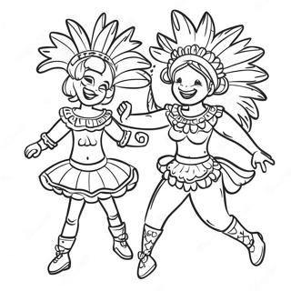 Colorful Brazilian Carnival Scene Coloring Page 15292-12517