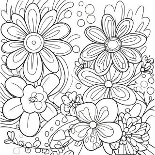 Retro Funky Flowers Coloring Page 15322-12541