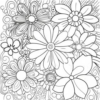 Retro Funky Flowers Coloring Page 15322-12542