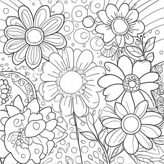 Retro Funky Flowers Coloring Page 15322-12543