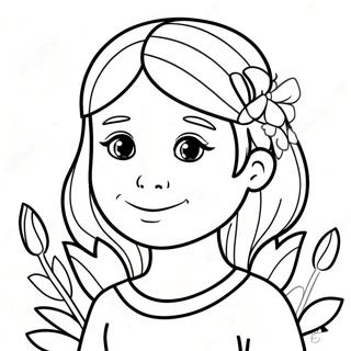 Adorable Girl With Flowers Coloring Page 1532-1337