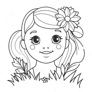 Adorable Girl With Flowers Coloring Page 1532-1338