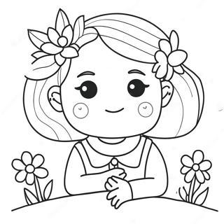 Adorable Girl With Flowers Coloring Page 1532-1340