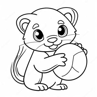 Cute Ferret Playing With Ball Coloring Page 15332-12553