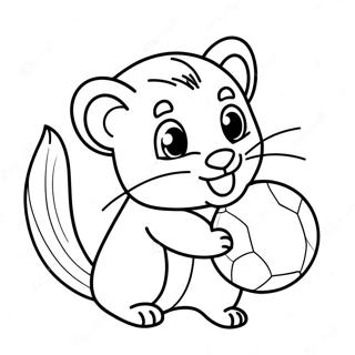 Cute Ferret Playing With Ball Coloring Page 15332-12554