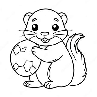 Cute Ferret Playing With Ball Coloring Page 15332-12555