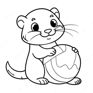 Cute Ferret Playing With Ball Coloring Page 15332-12556