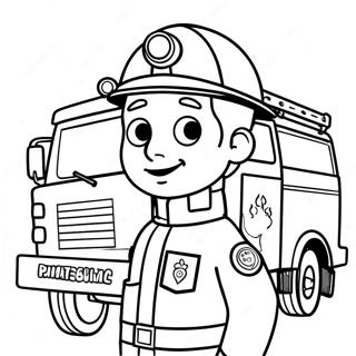 Fireman Sam With Fire Truck Coloring Page 15402-12602