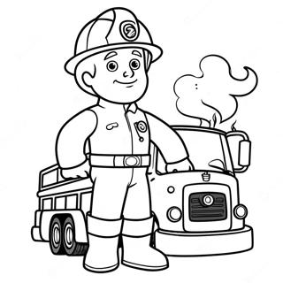 Fireman Sam With Fire Truck Coloring Page 15402-12603